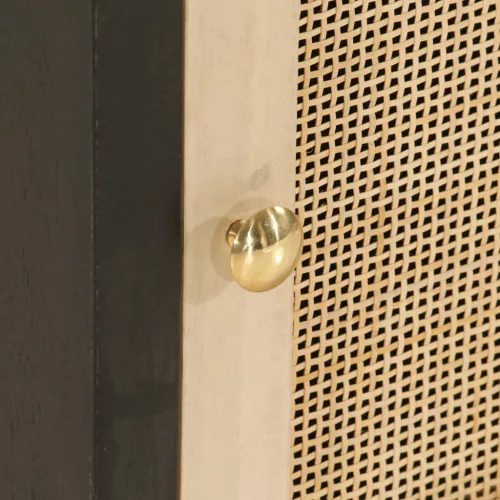  fekete tömör mangófa és vas éjjeliszekrény 40 x 30 x 50 cm