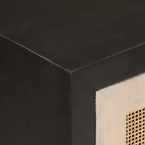  fekete tömör mangófa és vas tálalószekrény 55 x 30 x 76 cm