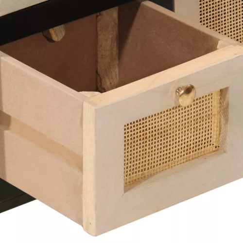  fekete tömör mangófa és vas tálalószekrény 55 x 30 x 76 cm