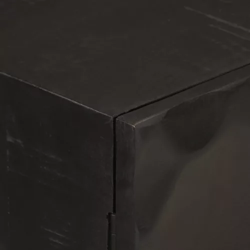  fekete tömör mangófa és vas tálalószekrény 55 x 30 x 76 cm