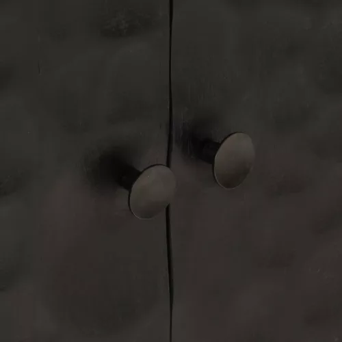  fekete tömör mangófa és vas tálalószekrény 55 x 30 x 76 cm