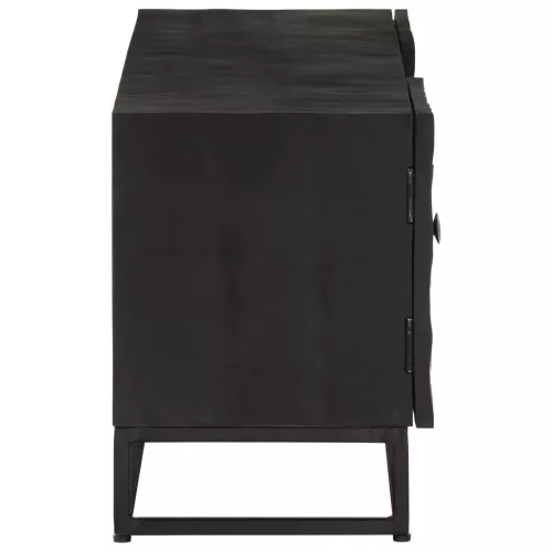  fekete tömör mangófa és vas TV-szekrény 110 x 30 x 40 cm