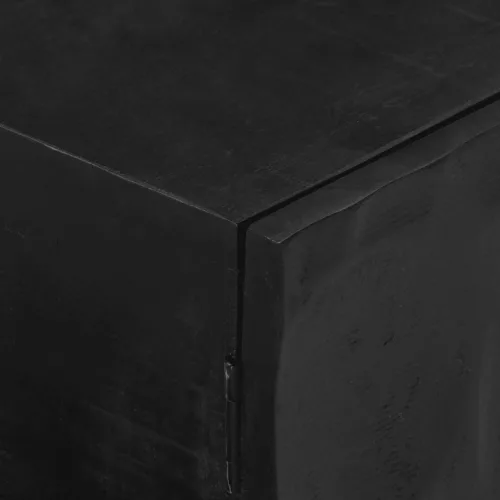  fekete tömör mangófa és vas TV-szekrény 110 x 30 x 40 cm