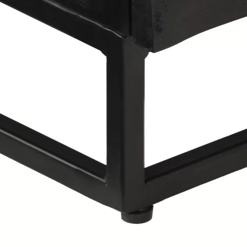  fekete tömör mangófa és vas TV-szekrény 110 x 30 x 40 cm