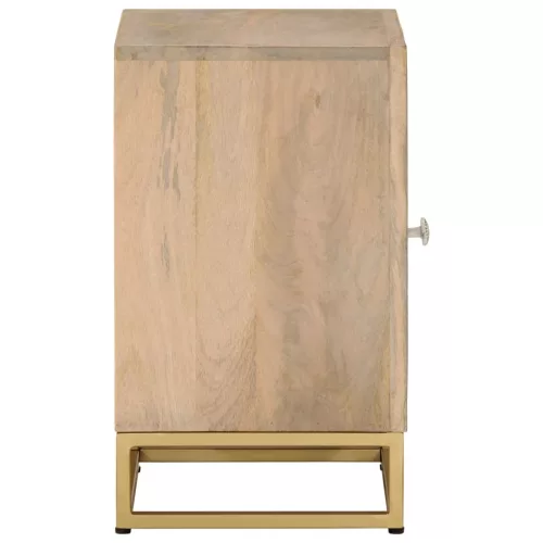  tömör mangófa és vas éjjeliszekrény 40 x 30 x 50 cm