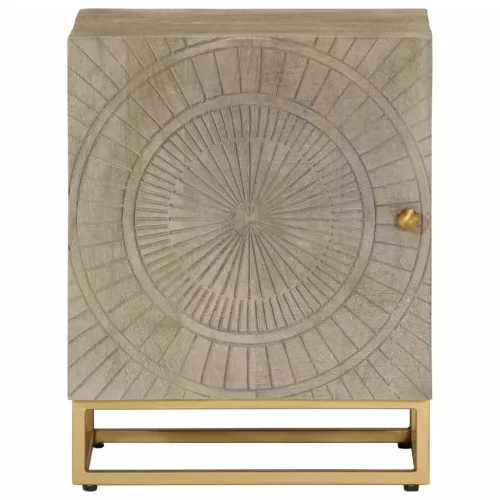  tömör mangófa és vas éjjeliszekrény 40 x 30 x 50 cm