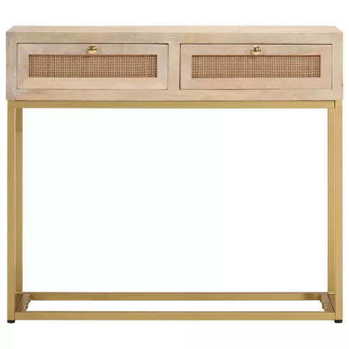  tömör mangófa és vas tálalóasztal 90 x 30 x 76 cm