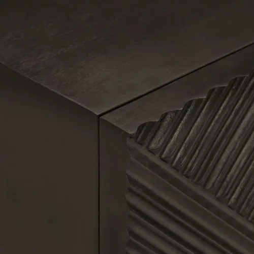  fekete tömör mangófa és vas éjjeliszekrény 40 x 30 x 50 cm