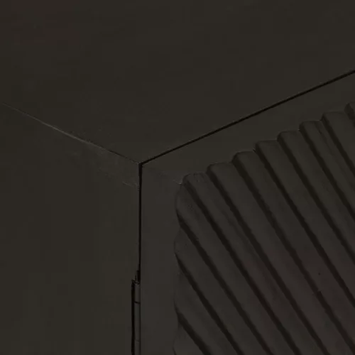  fekete tömör mangófa és vas tálalószekrény 55 x 30 x 76 cm