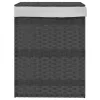  szürke polyrattan szennyeskosár fedéllel 46x33x60 cm