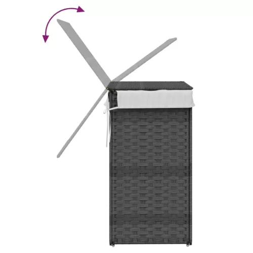  szürke polyrattan szennyeskosár fedéllel 46x33x60 cm