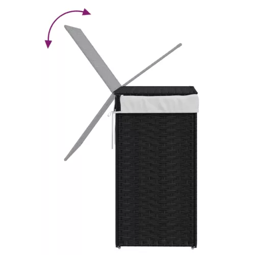  fekete polyrattan szennyeskosár fedéllel 46x33x60 cm