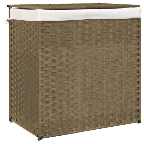  polyrattan szennyeskosár 2 rekesszel 53x33x57 cm