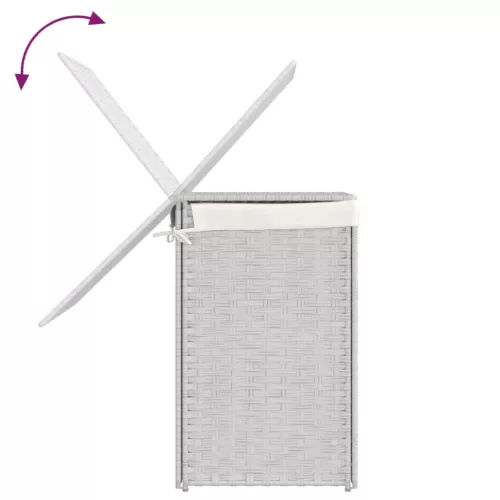  fehér polyrattan szennyeskosár 2 rekesszel 53x33x57 cm