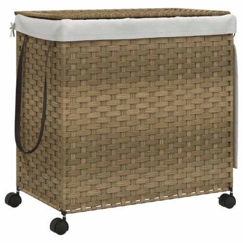  polyrattan szennyeskosár kerekekkel 60x35x60,5 cm