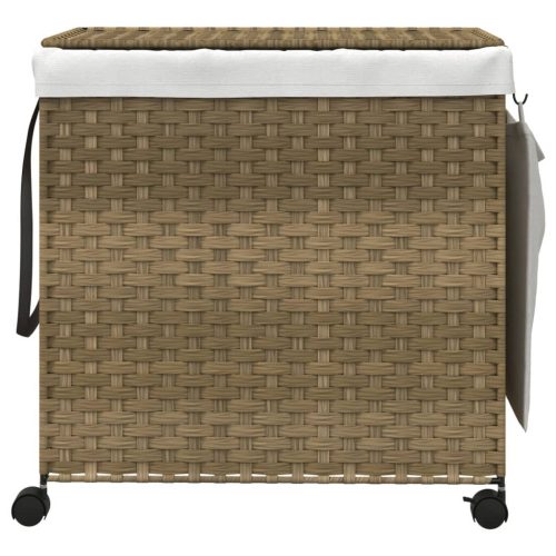  polyrattan szennyeskosár kerekekkel 60x35x60,5 cm