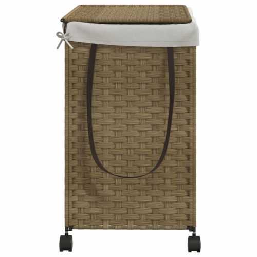  polyrattan szennyeskosár kerekekkel 60x35x60,5 cm
