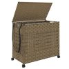  rattan szennyeskosár kerekekkel 66x35x60 cm