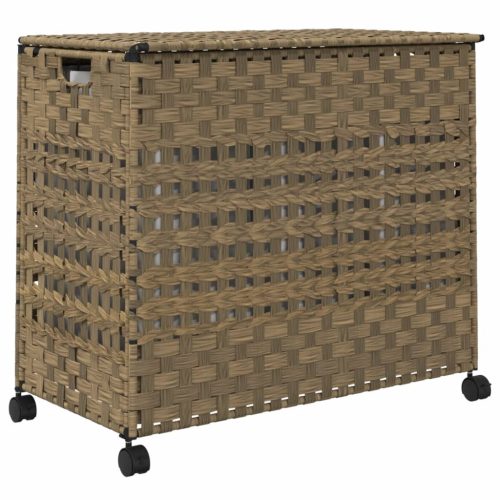  rattan szennyeskosár kerekekkel 66x35x60 cm