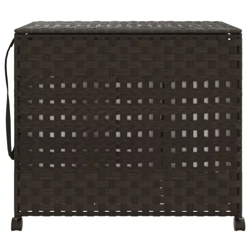  sötétbarna rattan szennyeskosár kerekekkel 66x35x60 cm