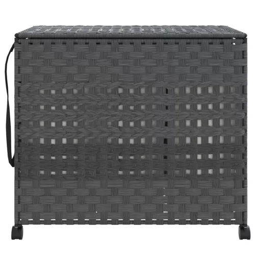  szürke rattan szennyeskosár kerekekkel 66x35x60 cm