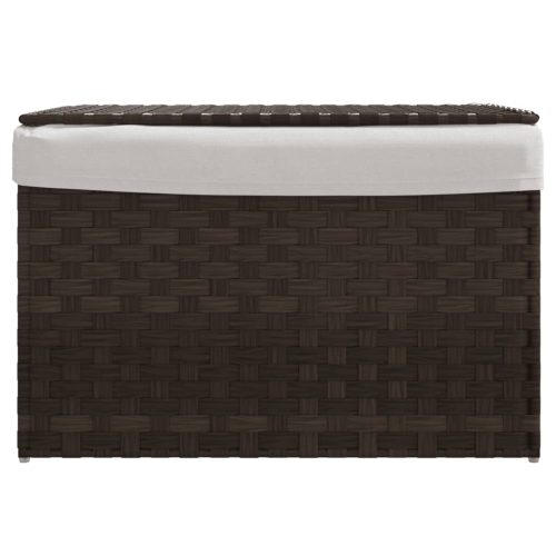  sötétbarna polyrattan szennyeskosár fedéllel 55,5 x 35 x 34 cm