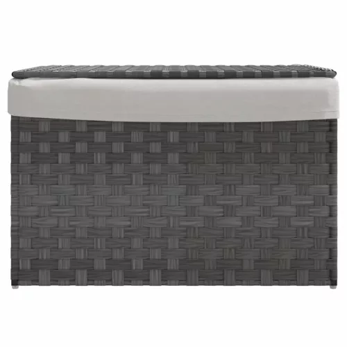  szürke polyrattan szennyeskosár fedéllel 55,5 x 35 x 34 cm