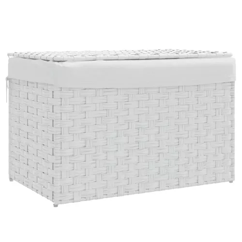  fehér polyrattan szennyeskosár fedéllel 55,5 x 35 x 34 cm