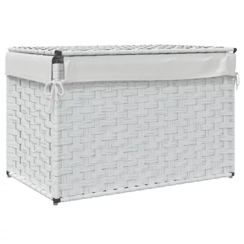  fehér polyrattan szennyeskosár fedéllel 55,5 x 35 x 34 cm