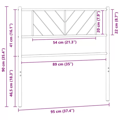  fehér fém csere fejtámla 90 cm