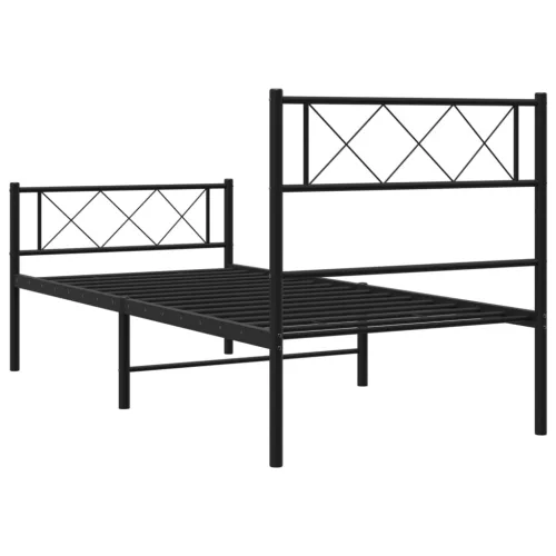  fekete fém ágykeret fej- és lábtámlával 75 x 190 cm