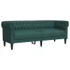  sötétzöld 3 személyes szövet Chesterfield kanapé