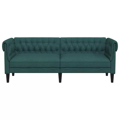  sötétzöld 3 személyes szövet Chesterfield kanapé