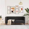  2 személyes fekete műbőr Chesterfield kanapé