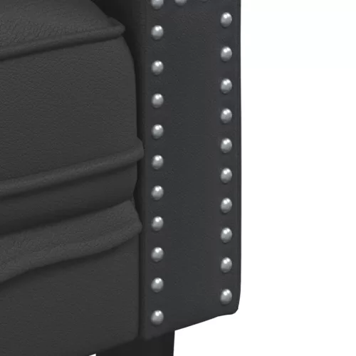  2 személyes fekete műbőr Chesterfield kanapé