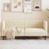  2 személyes krémszínű műbőr Chesterfield kanapé