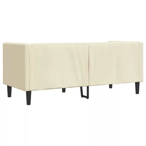  2 személyes krémszínű műbőr Chesterfield kanapé