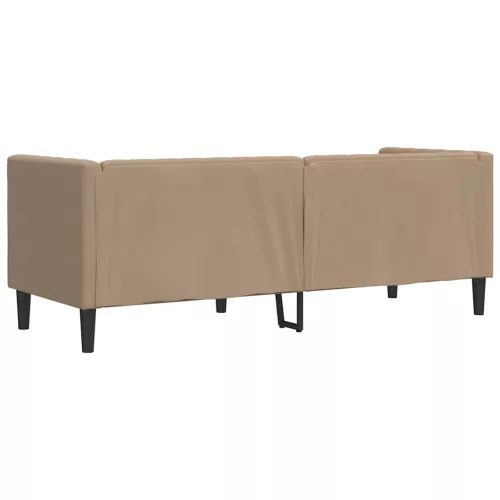  3 személyes kávészínű műbőr Chesterfield kanapé