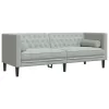  3 személyes világoszöld bársony Chesterfield kanapé párnákkal