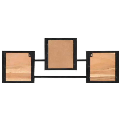  tömör akácfa és vas falra szerelhető ruhafogas 90 x 1 x 35 cm