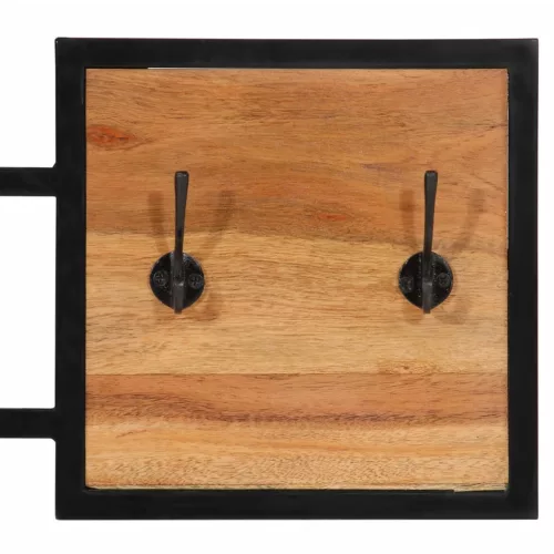  tömör akácfa és vas falra szerelhető ruhafogas 90 x 1 x 35 cm