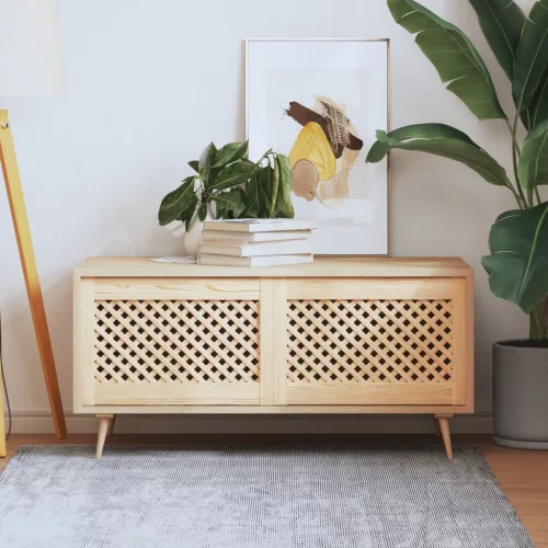  2 db tömör fenyőfa rácsos szekrényajtó 59,5x39,5 cm