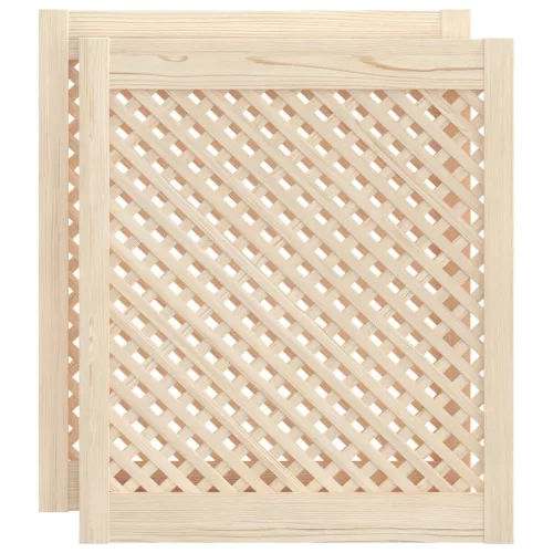  2 db tömör fenyőfa rácsos szekrényajtó 59,5x69 cm