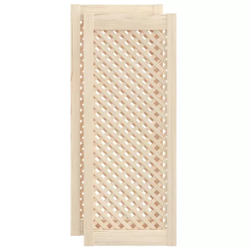  2 db tömör fenyőfa rácsos szekrényajtó 39,5x99 cm