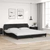  fekete műbőr ágykeret fejtámlával 200x200 cm