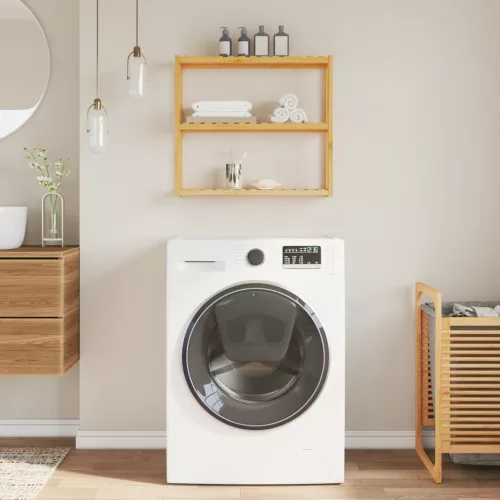  bambusz 3 szintes falra szerelhető fürdőszobapolc 60x15x54 cm