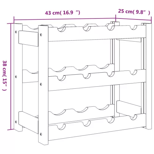  szürke tömör fenyőfa bortartó 12 palackhoz