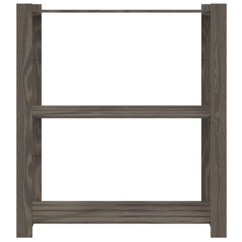  3 szintes szürke tömör fenyőfa tárolóállvány 80x38x90 cm