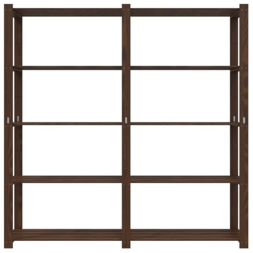  5 szintes barna tömör fenyőfa tárolóállvány 170 x 38 x 170 cm