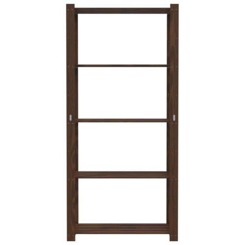  5 szintes barna tömör fenyőfa tárolóállvány 80 x 38 x 170 cm